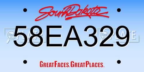 58EA329 South Dakota License Plate