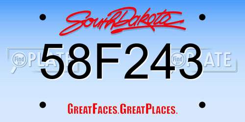 58F243 South Dakota License Plate