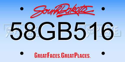58GB516 South Dakota License Plate