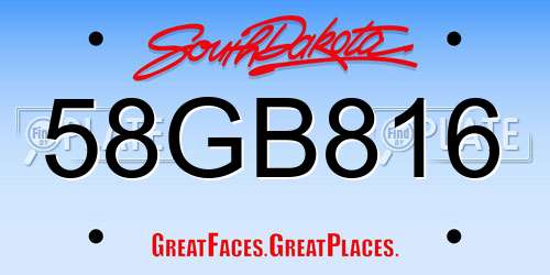 58GB816 South Dakota License Plate
