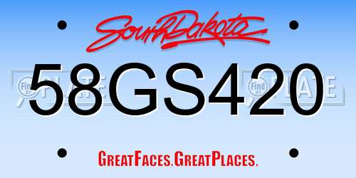 58GS420 South Dakota License Plate