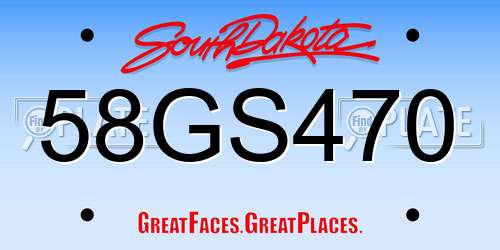 58GS470 South Dakota License Plate