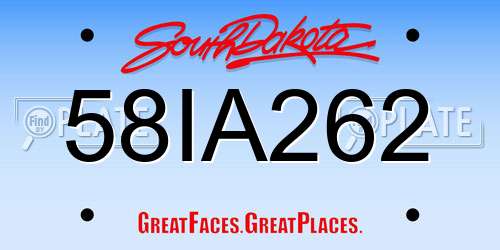 58IA262 South Dakota License Plate
