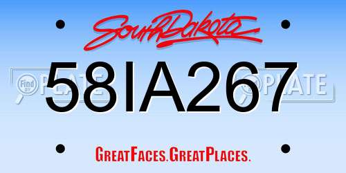58IA267 South Dakota License Plate
