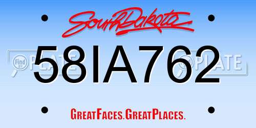 58IA762 South Dakota License Plate
