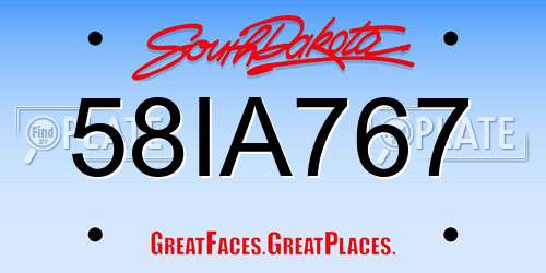 58IA767 South Dakota License Plate
