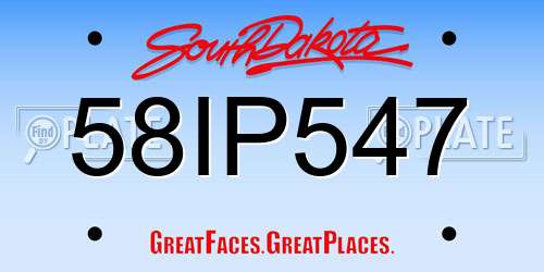 58IP547 South Dakota License Plate