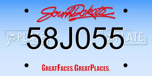 58J055 South Dakota License Plate