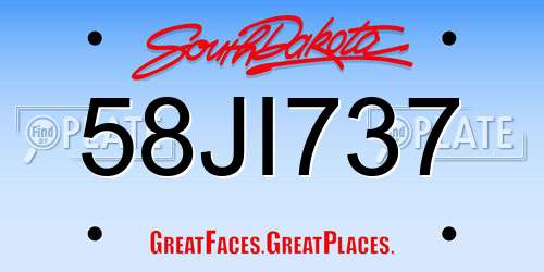 58JI737 South Dakota License Plate