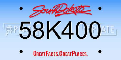 58K400 South Dakota License Plate
