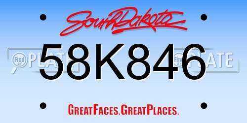 58K846 South Dakota License Plate