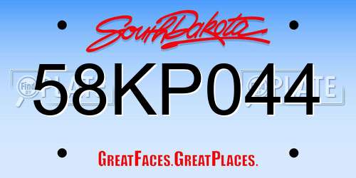 58KP044 South Dakota License Plate