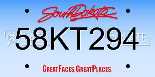 58KT294 South Dakota License Plate