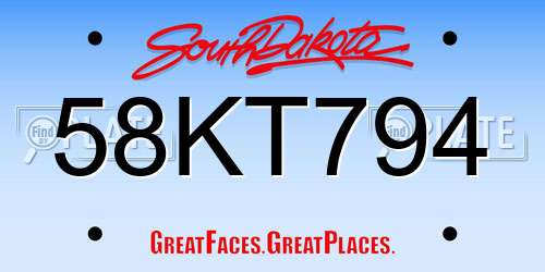 58KT794 South Dakota License Plate