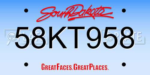 58KT958 South Dakota License Plate