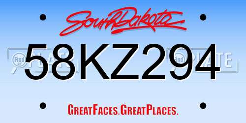 58KZ294 South Dakota License Plate
