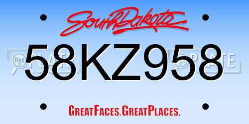 58KZ958 South Dakota License Plate
