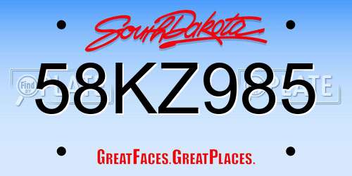 58KZ985 South Dakota License Plate