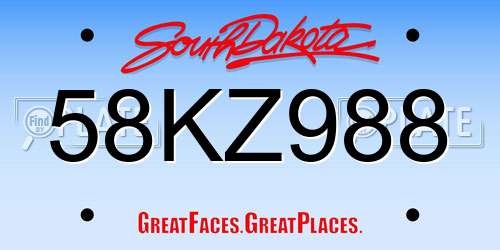 58KZ988 South Dakota License Plate
