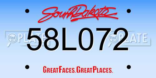 58L072 South Dakota License Plate