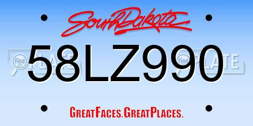 58LZ990 South Dakota License Plate