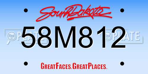 58M812 South Dakota License Plate
