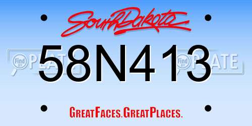 58N413 South Dakota License Plate