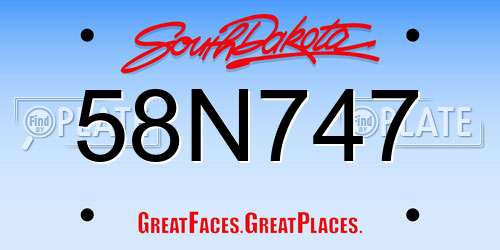 58N747 South Dakota License Plate