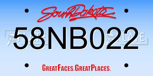 58NB022 South Dakota License Plate