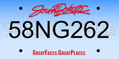 58NG262 South Dakota License Plate