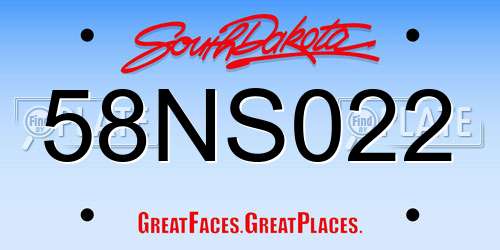 58NS022 South Dakota License Plate