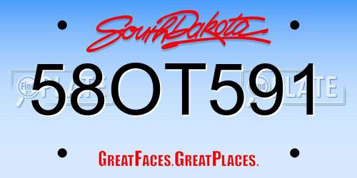 58OT591 South Dakota License Plate