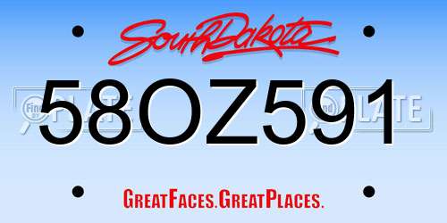 58OZ591 South Dakota License Plate