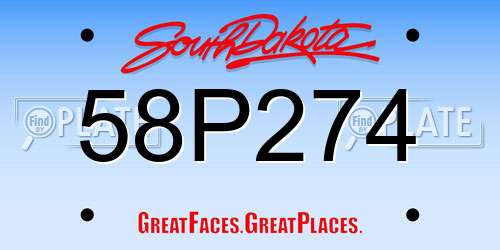58P274 South Dakota License Plate