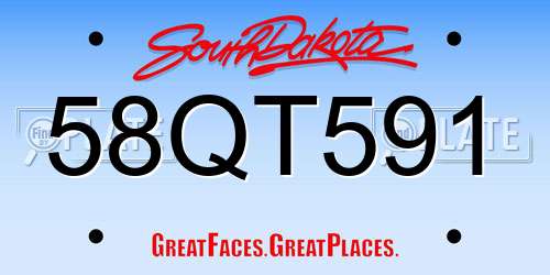 58QT591 South Dakota License Plate