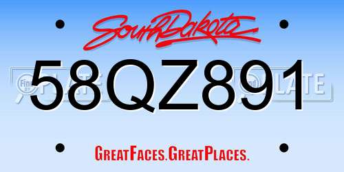 58QZ891 South Dakota License Plate