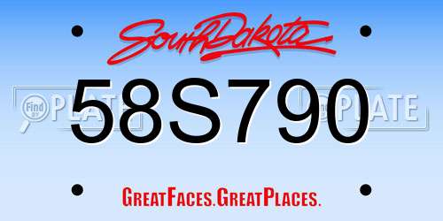 58S790 South Dakota License Plate