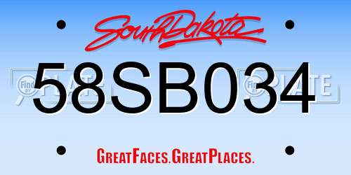 58SB034 South Dakota License Plate