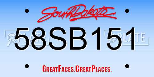 58SB151 South Dakota License Plate