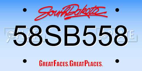 58SB558 South Dakota License Plate