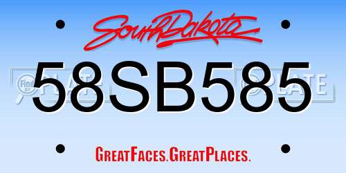 58SB585 South Dakota License Plate