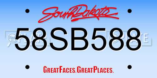 58SB588 South Dakota License Plate
