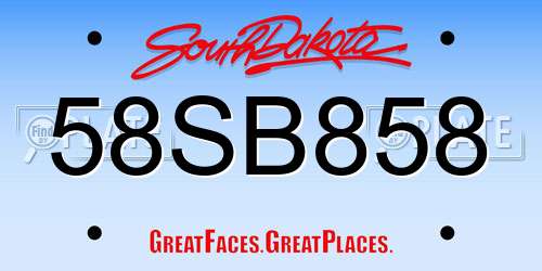 58SB858 South Dakota License Plate