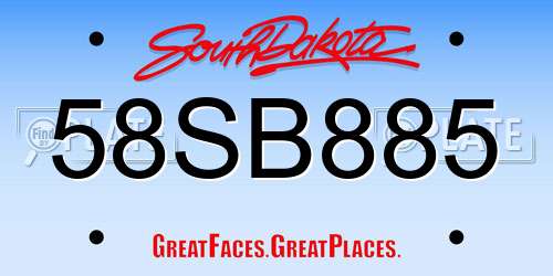 58SB885 South Dakota License Plate