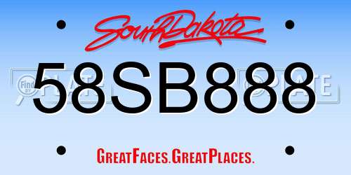 58SB888 South Dakota License Plate