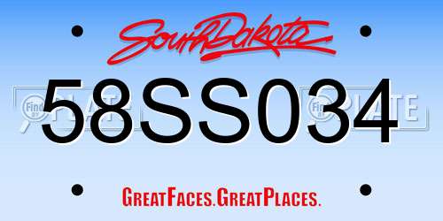58SS034 South Dakota License Plate