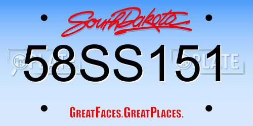 58SS151 South Dakota License Plate