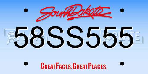 58SS555 South Dakota License Plate