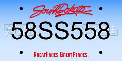 58SS558 South Dakota License Plate