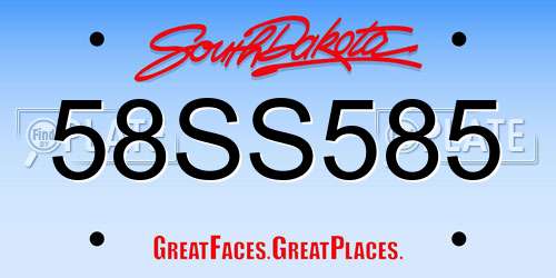 58SS585 South Dakota License Plate